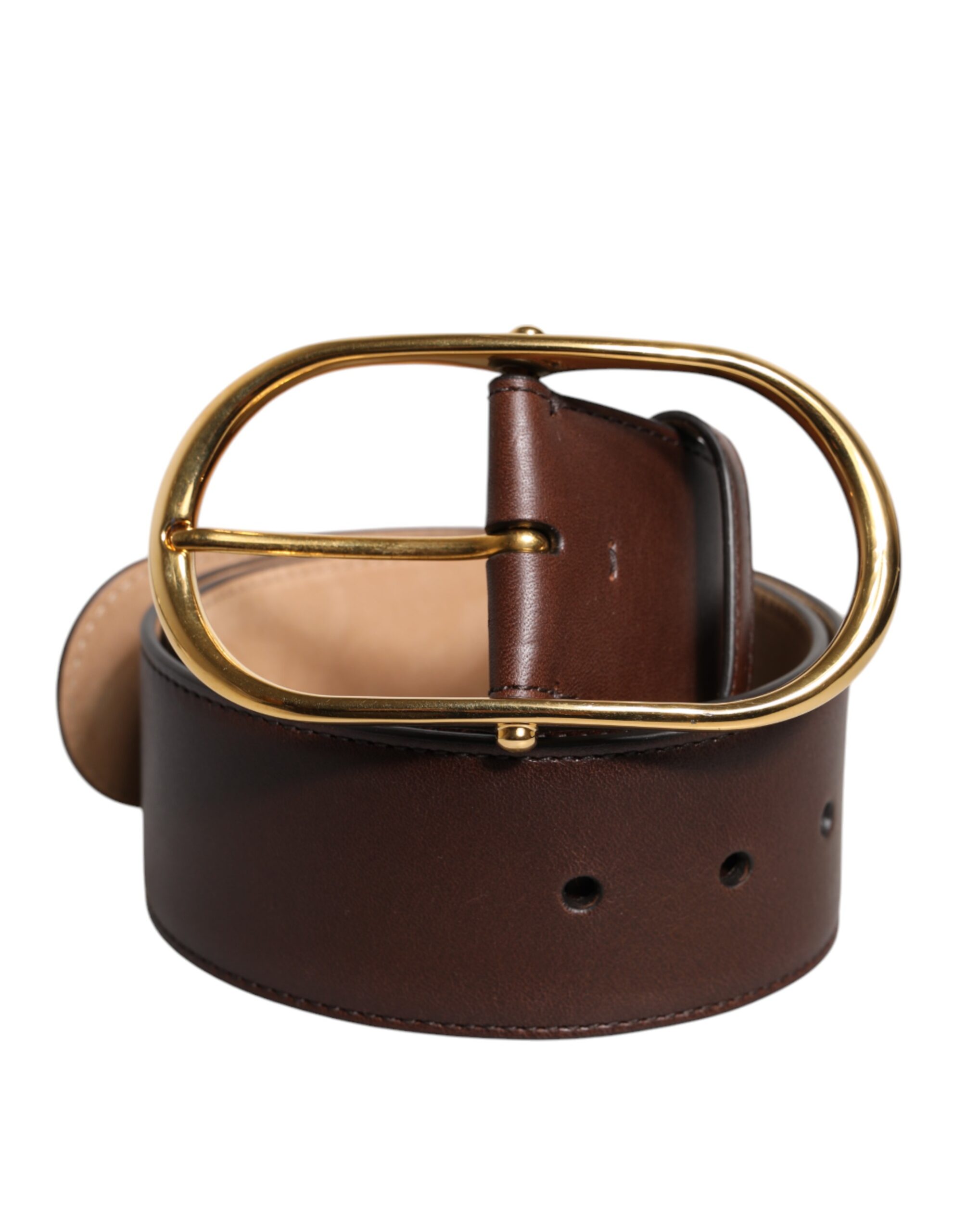 Leather Belt with Gold Buckle