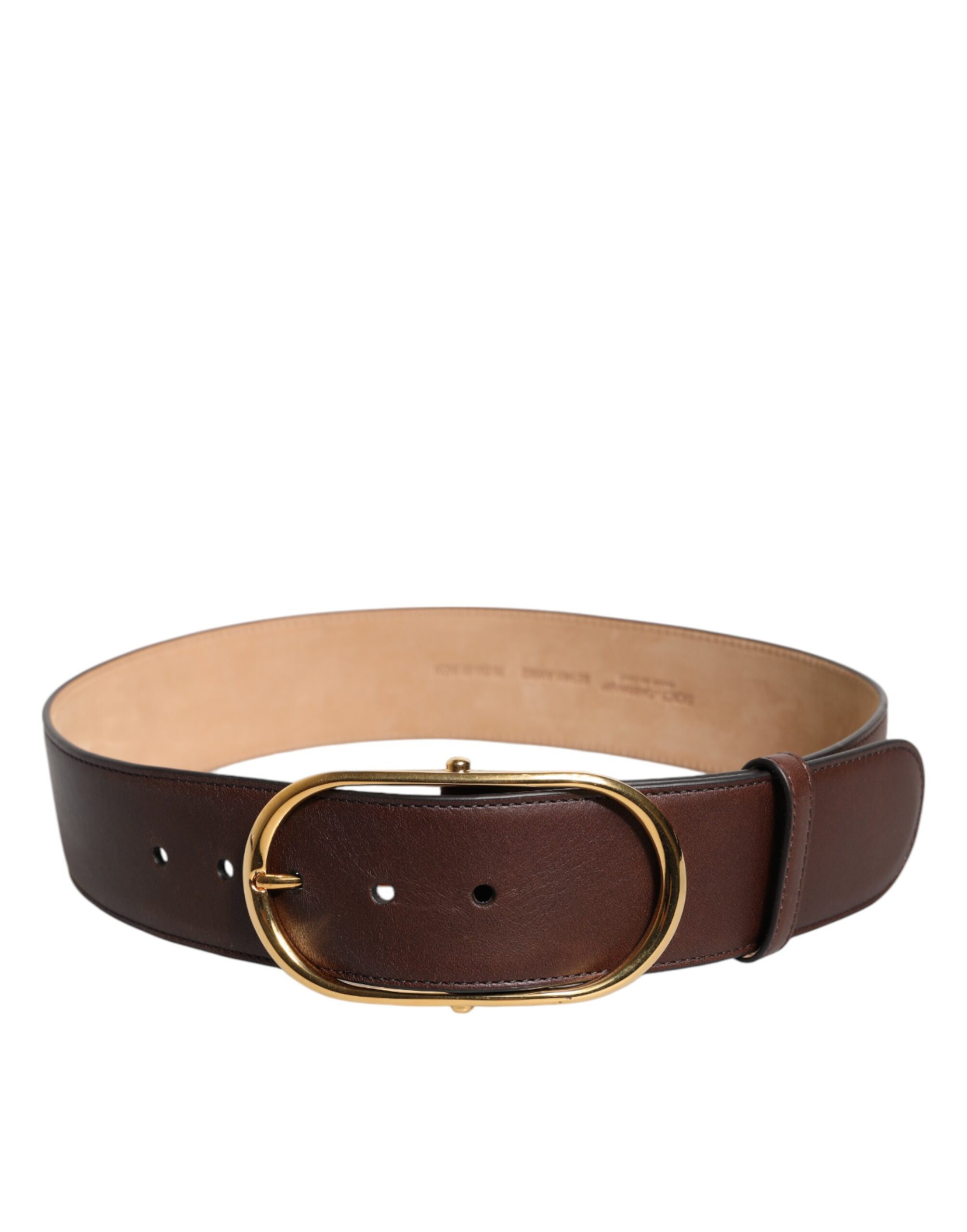 Leather Belt with Gold Buckle
