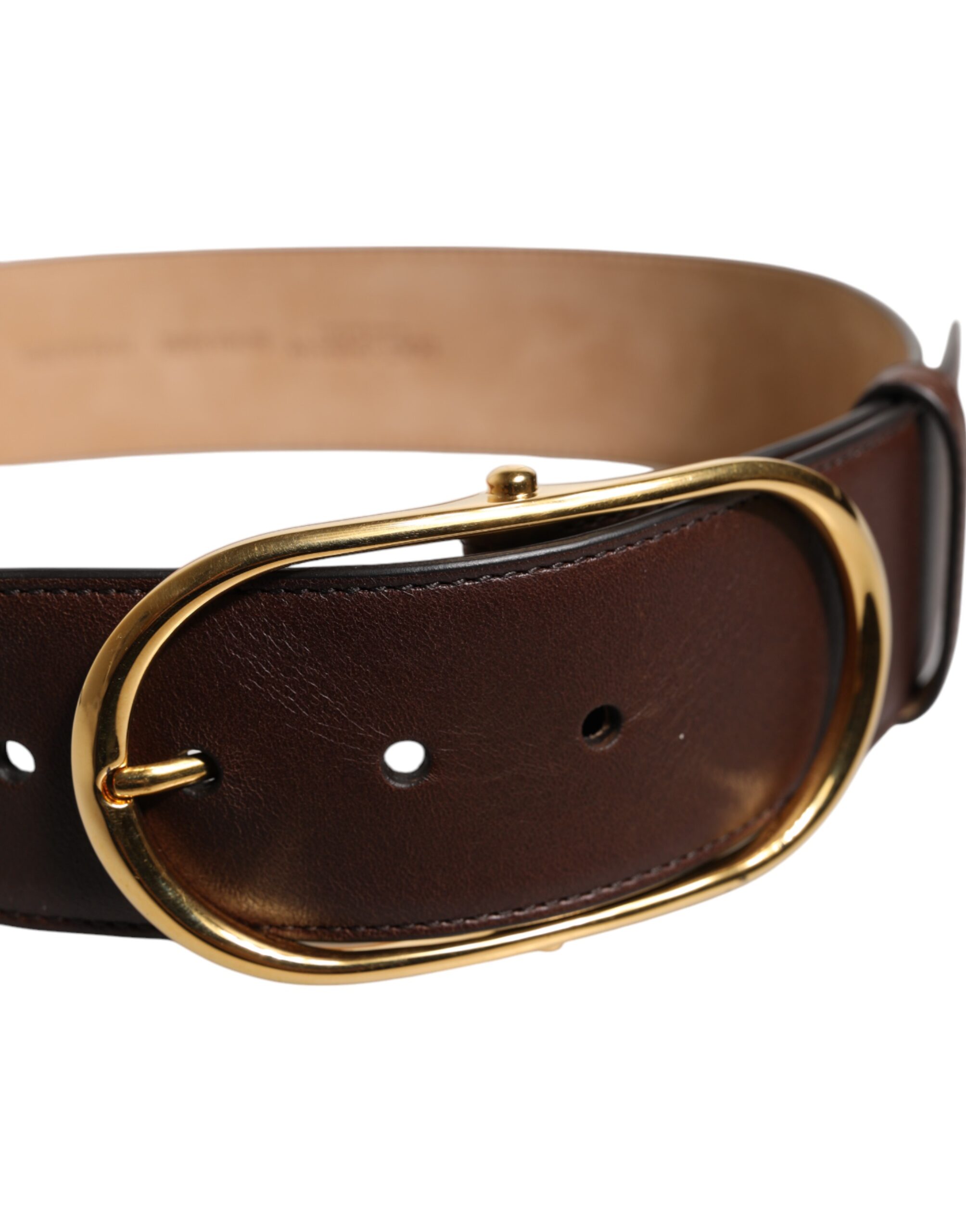 Leather Belt with Gold Buckle