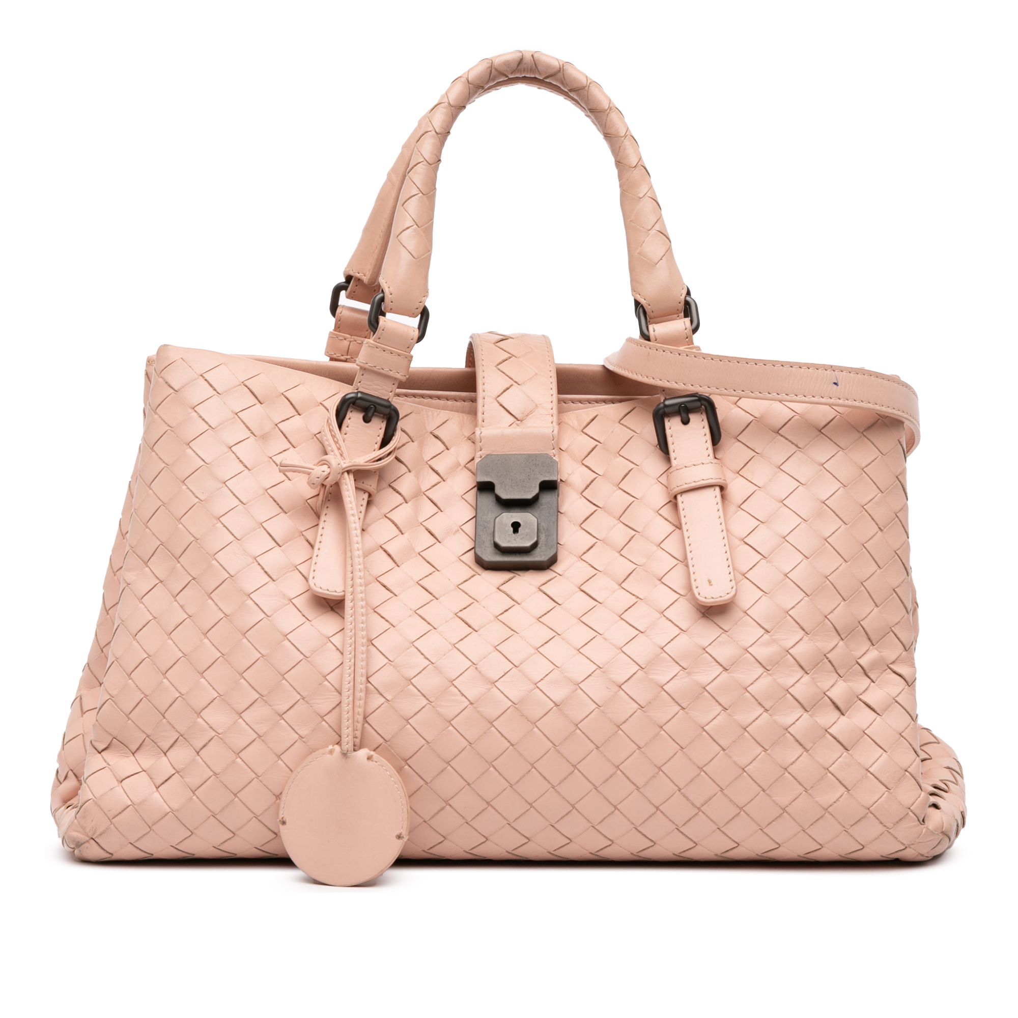 Pre-owned Woven Leather Top Handle Bag