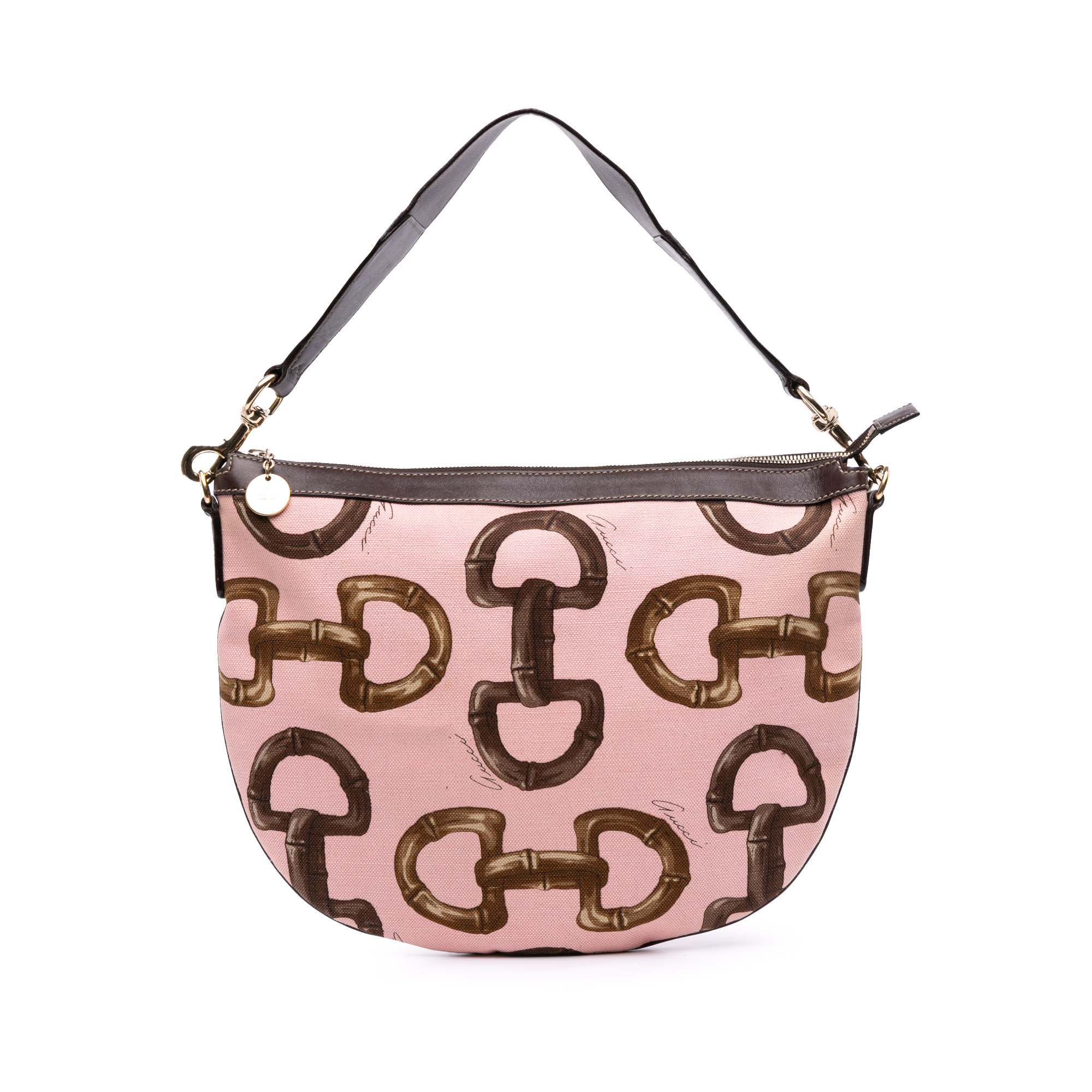 Pink Logo Bamboo Hobo Bag