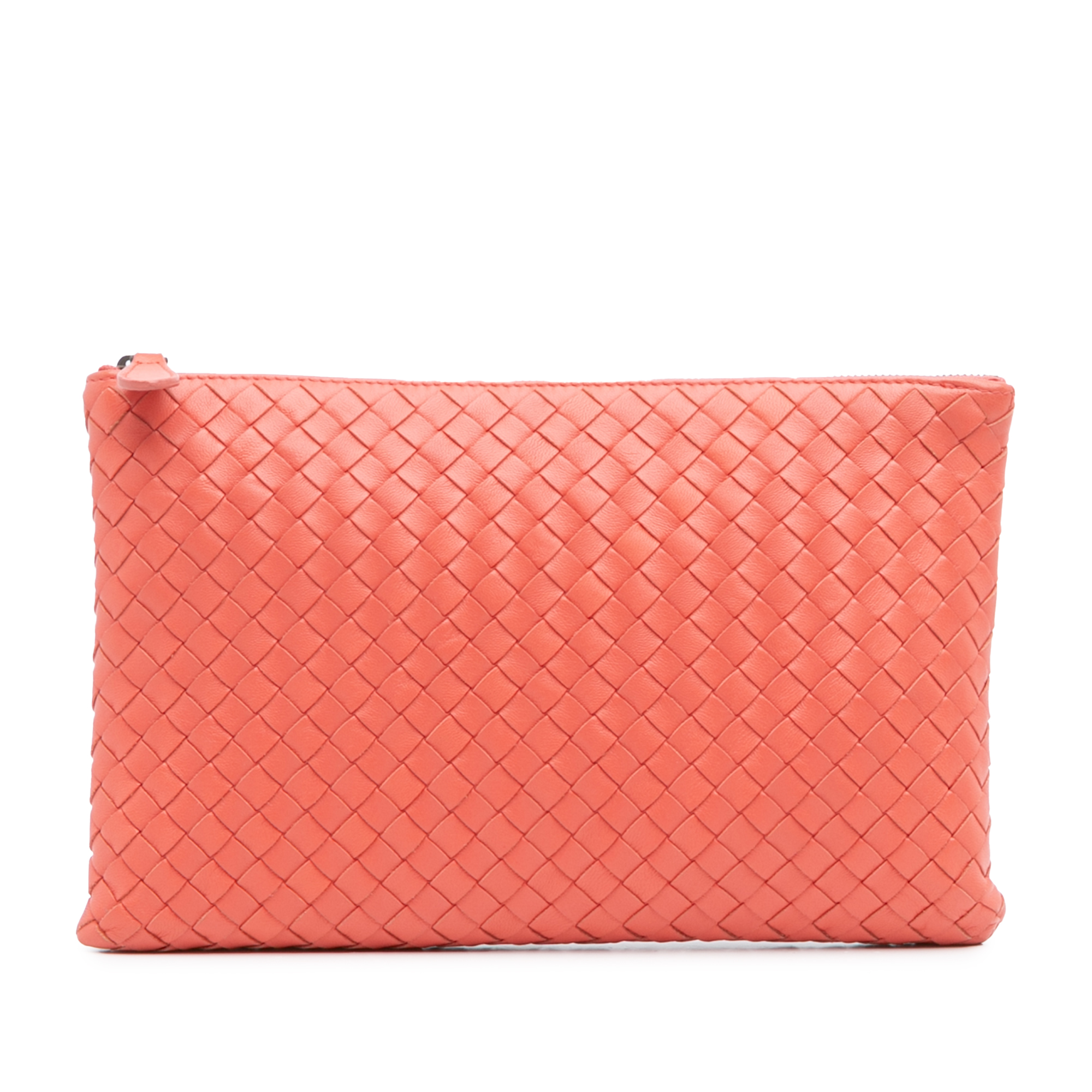 Pre-owned Woven Leather Zip Pouch