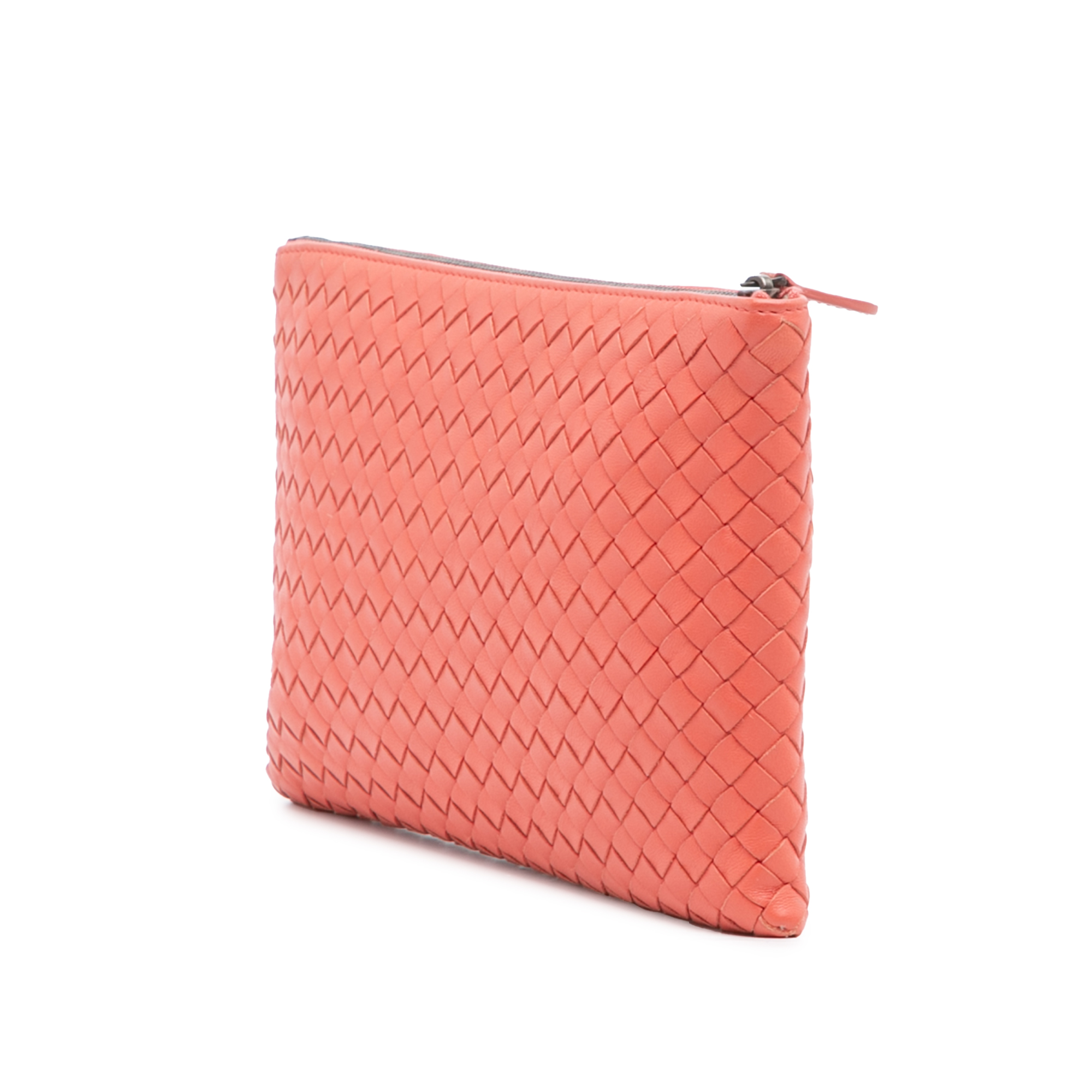 Pre-owned Woven Leather Zip Pouch