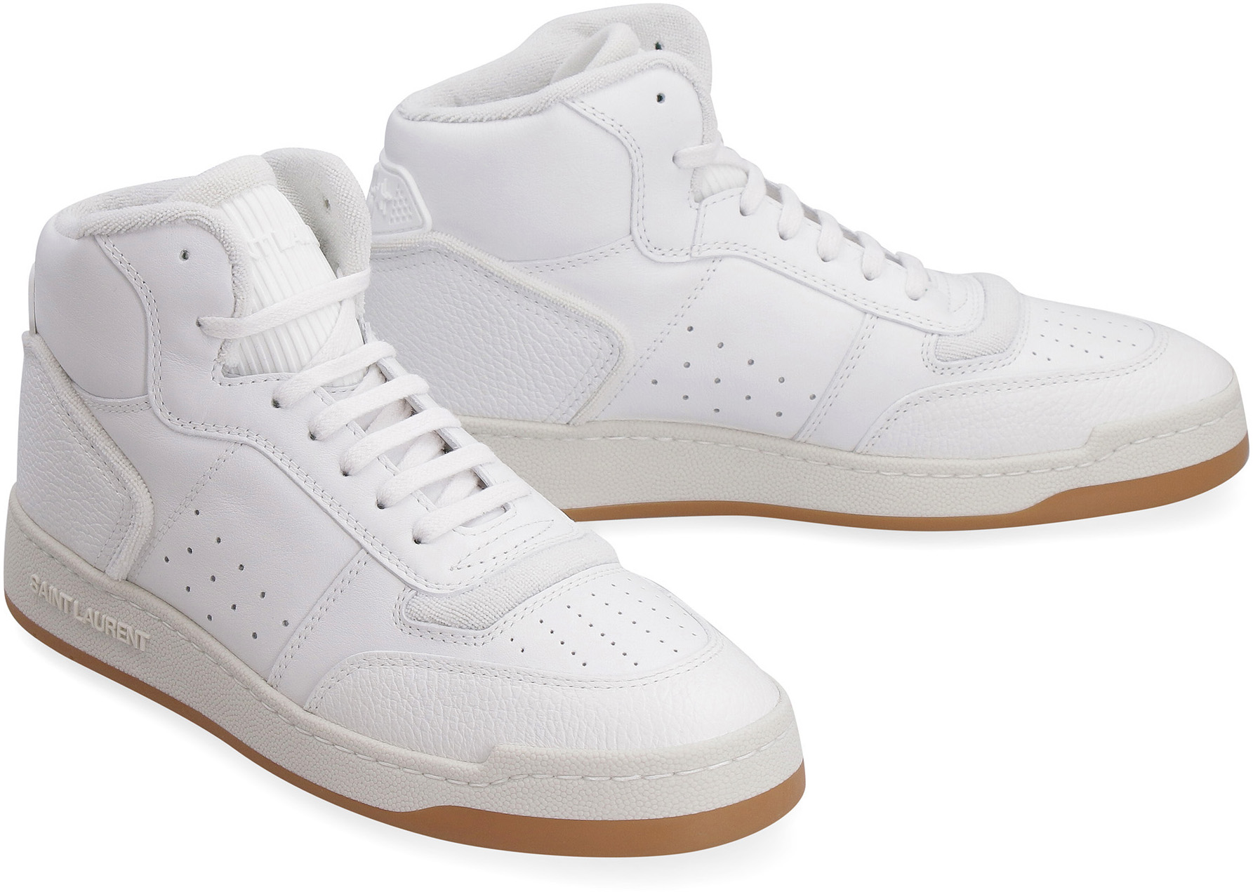 SAINT LAURENT High-Top Leather Court Sneakers