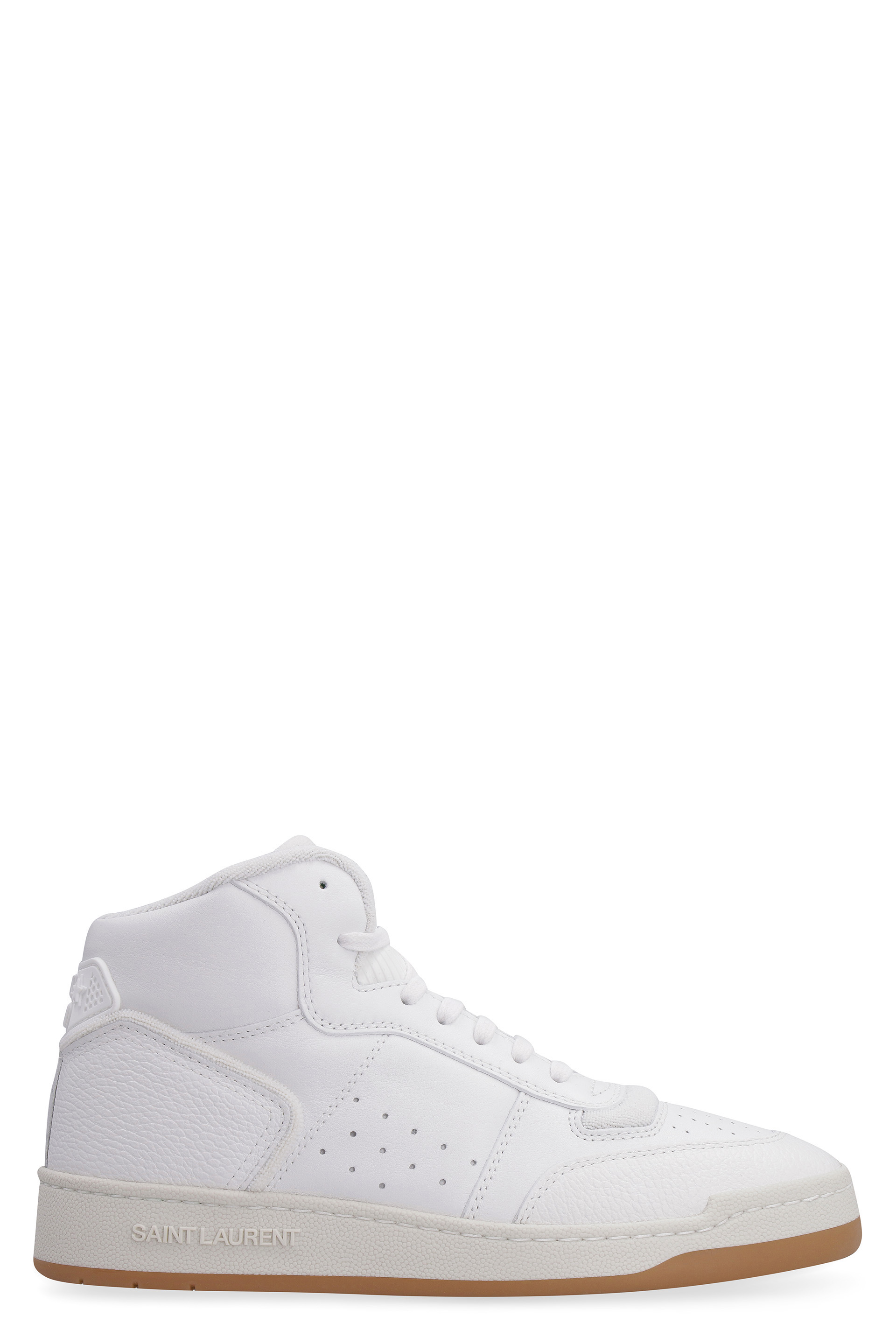 SAINT LAURENT High-Top Leather Court Sneakers
